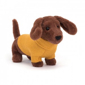 Jelly Cats Sweater Sausage Dog Yellow | DZV-714635