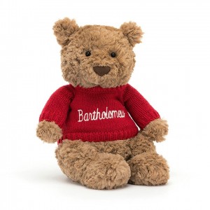 Medium Jelly Cats Bartholomew Bear with Personalised Red Jumper | GJN-128650