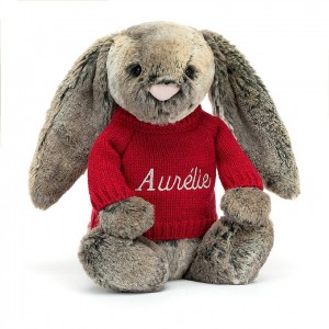 Medium Jelly Cats Bashful Cottontail Bunny with Personalised Red Jumper | HXN-263819