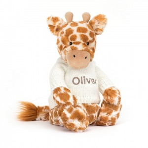 Medium Jelly Cats Bashful Giraffe with Personalised Cream Jumper | QBK-763480