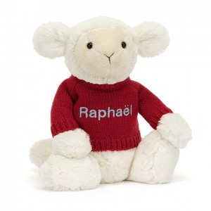 Medium Jelly Cats Bashful Lamb with Personalied Red Jumper | JPV-026451