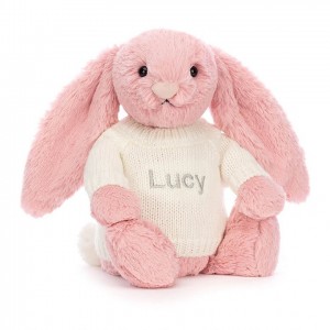 Medium Jelly Cats Bashful Petal Bunny with Personalised Cream Jumper | RJZ-630417