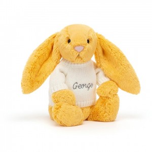 Medium Jelly Cats Bashful Sunshine Bunny with Personalised Cream Jumper | GPH-921870