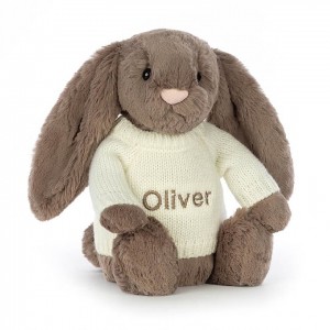 Medium Jelly Cats Bashful Truffle Bunny with Personalised Cream Jumper | DQX-083425