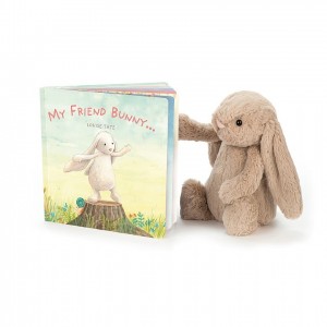 Medium Jelly Cats My Friend Bunny Book and Bashful Beige Bunny | YRL-095217