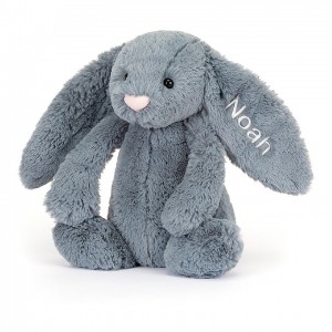 Medium Jelly Cats Personalised Bashful Dusky Blue Bunny | PKM-364859