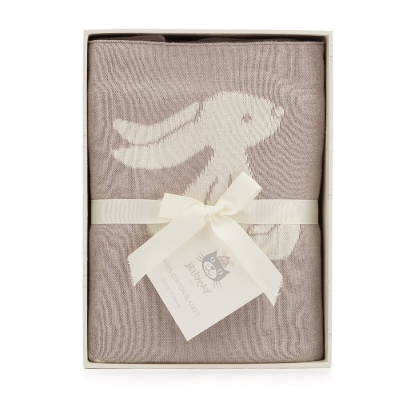 Jelly Cats Bashful Beige Bunny Blanket | XNT-256034