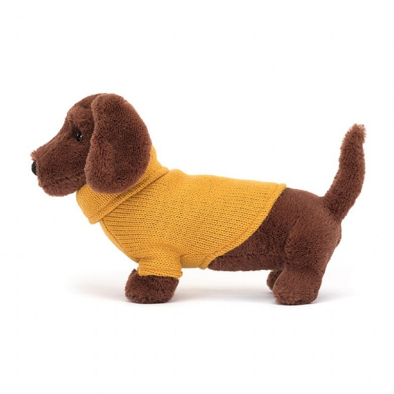 Jelly Cats Sweater Sausage Dog Yellow | DZV-714635