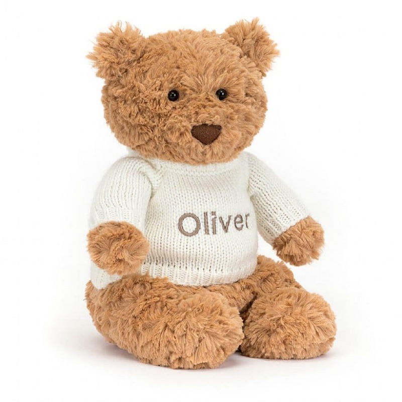 Medium Jelly Cats Bartholomew Bear with Personalised Cream Jumper | VBP-268305