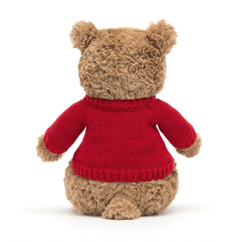 Medium Jelly Cats Bartholomew Bear with Personalised Red Jumper | GJN-128650