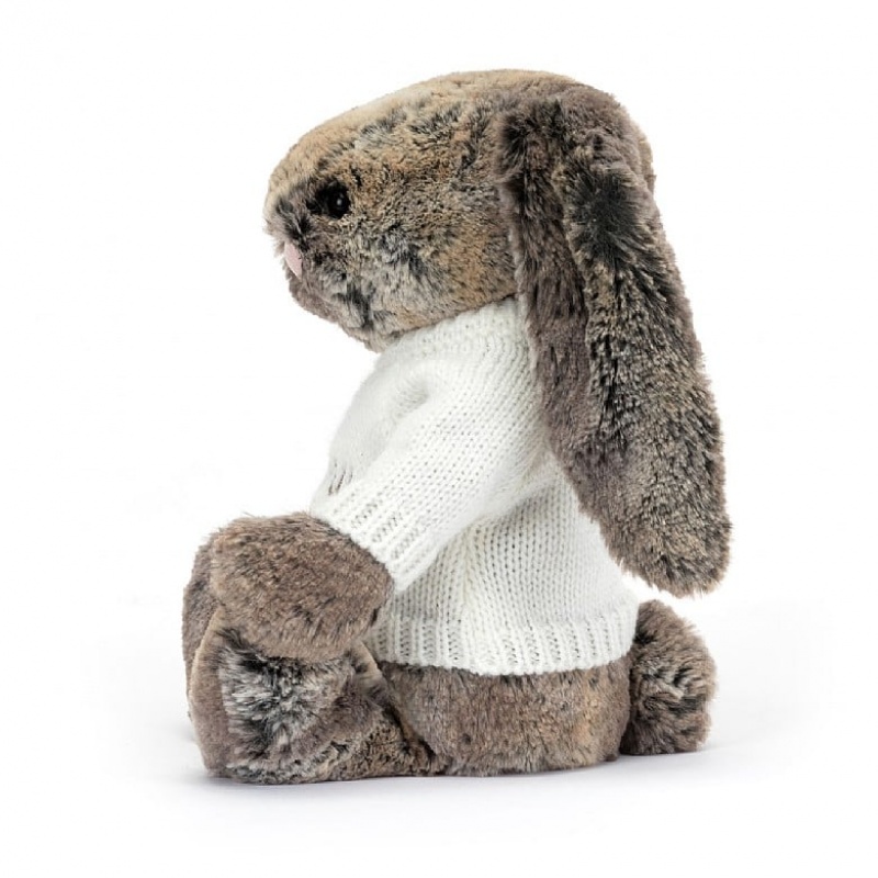 Medium Jelly Cats Bashful Cottontail Bunny with Personalised Cream Jumper | ECS-951802