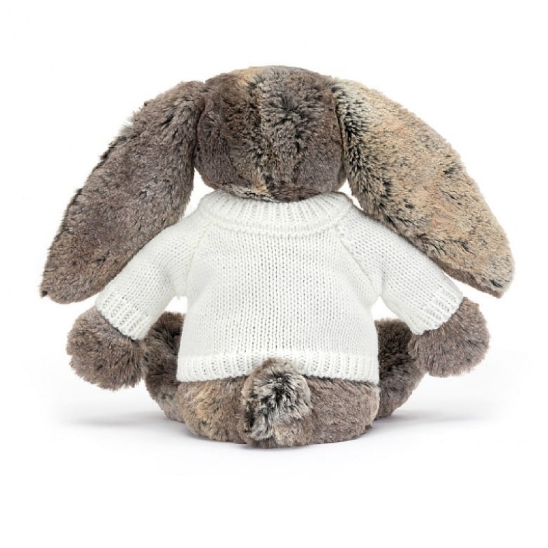 Medium Jelly Cats Bashful Cottontail Bunny with Personalised Cream Jumper | ECS-951802