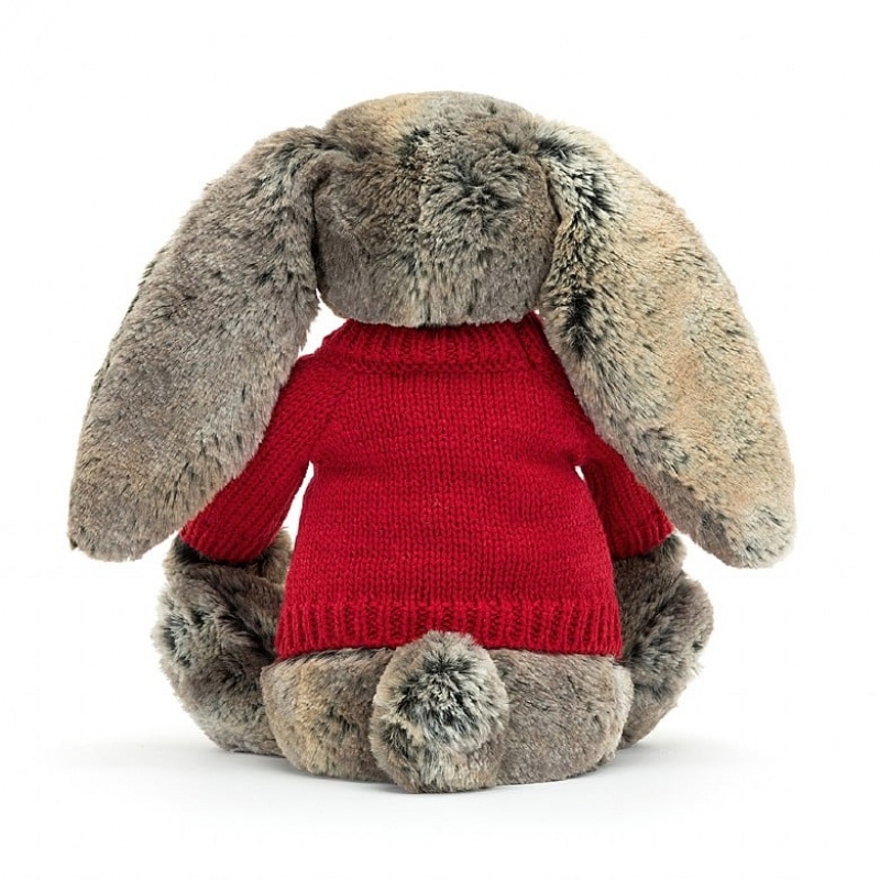 Medium Jelly Cats Bashful Cottontail Bunny with Personalised Red Jumper | HXN-263819