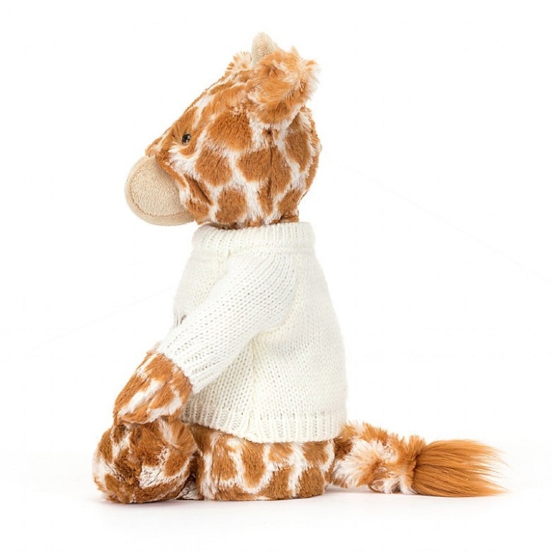 Medium Jelly Cats Bashful Giraffe with Personalised Cream Jumper | QBK-763480