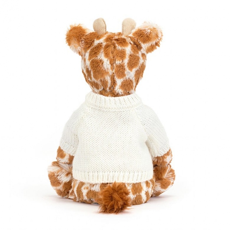 Medium Jelly Cats Bashful Giraffe with Personalised Cream Jumper | QBK-763480