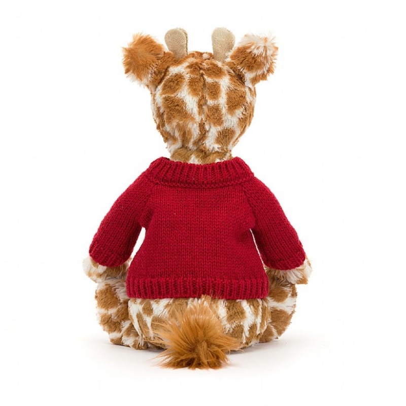 Medium Jelly Cats Bashful Giraffe with Personalised Red Jumper | DYU-907681