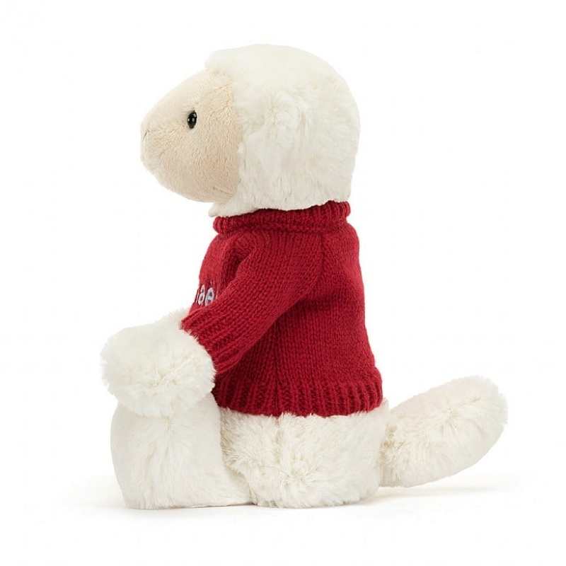 Medium Jelly Cats Bashful Lamb with Personalied Red Jumper | JPV-026451