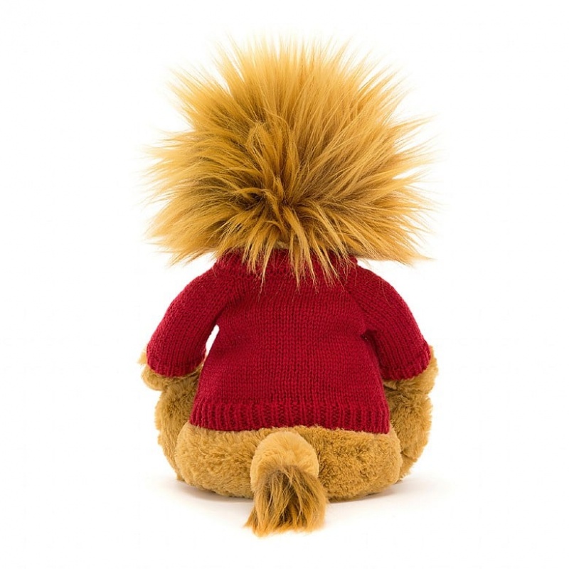 Medium Jelly Cats Bashful Lion with Personalised Red Jumper | QRL-805492