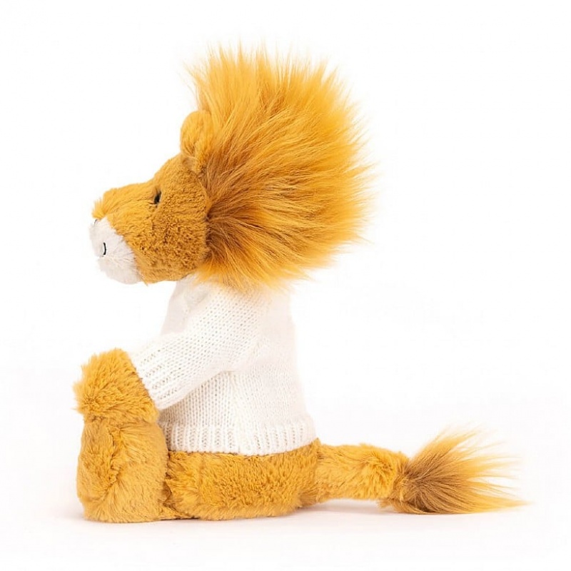 Medium Jelly Cats Bashful Lion with Personalised Cream Jumper | IUK-182734