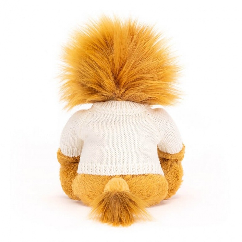 Medium Jelly Cats Bashful Lion with Personalised Cream Jumper | IUK-182734