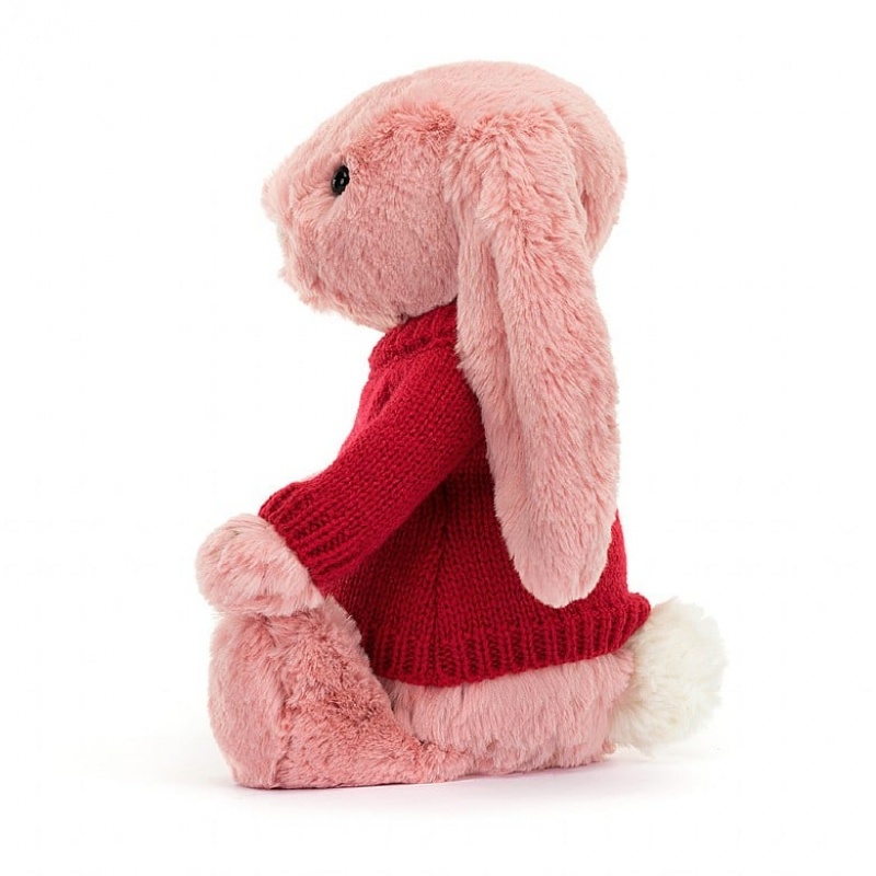 Medium Jelly Cats Bashful Petal Bunny with Personalised Red Jumper | ZCF-601945