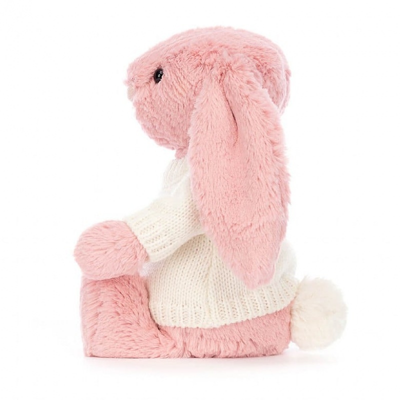 Medium Jelly Cats Bashful Petal Bunny with Personalised Cream Jumper | AJV-980523