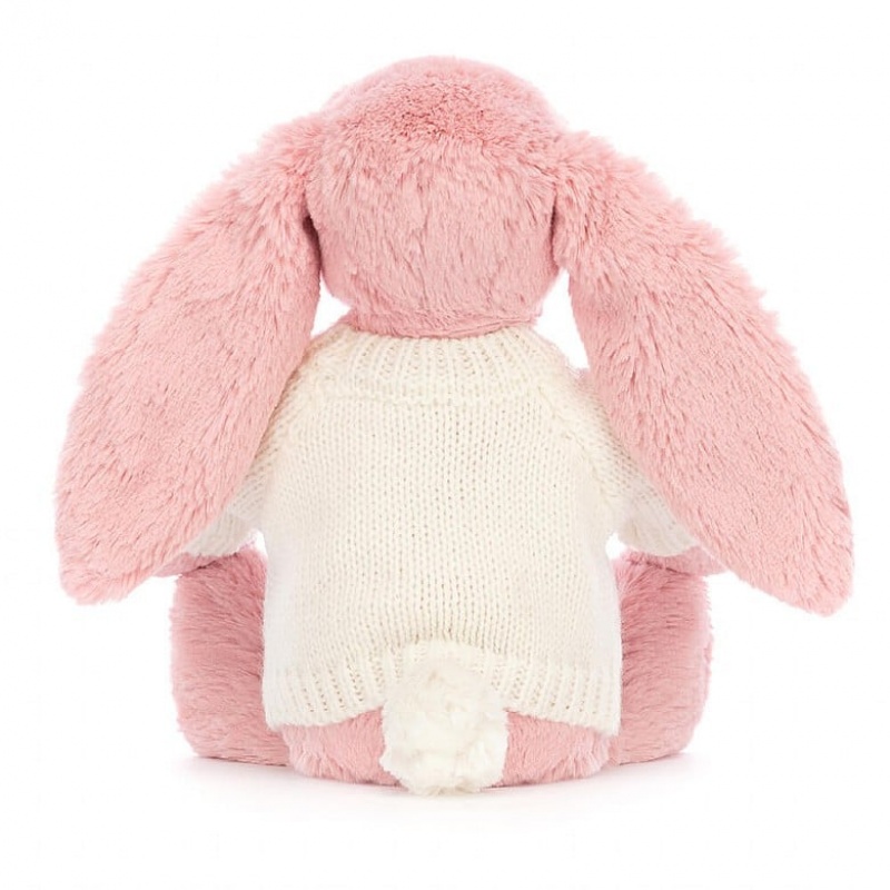 Medium Jelly Cats Bashful Petal Bunny with Personalised Cream Jumper | AJV-980523