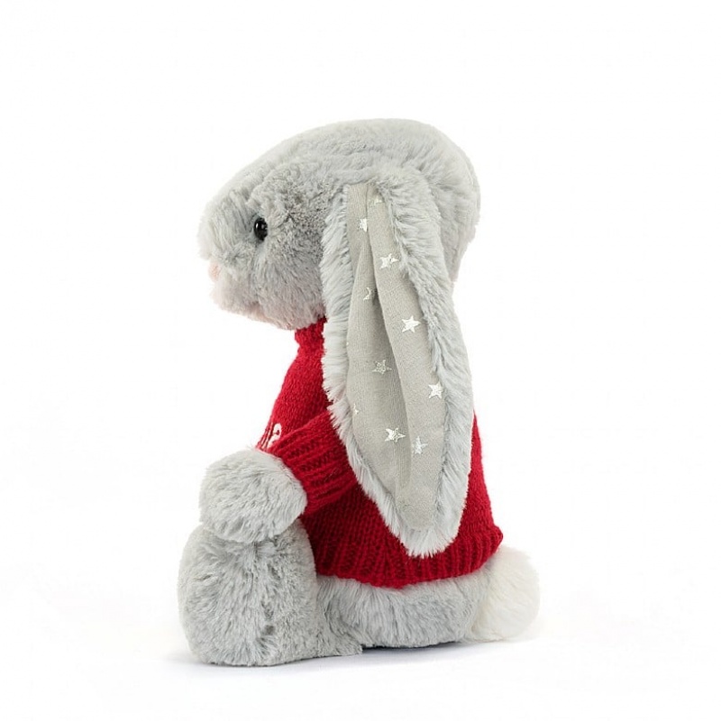 Medium Jelly Cats Bashful Shimmer Bunny with Personalised Red Jumper | CQY-189625