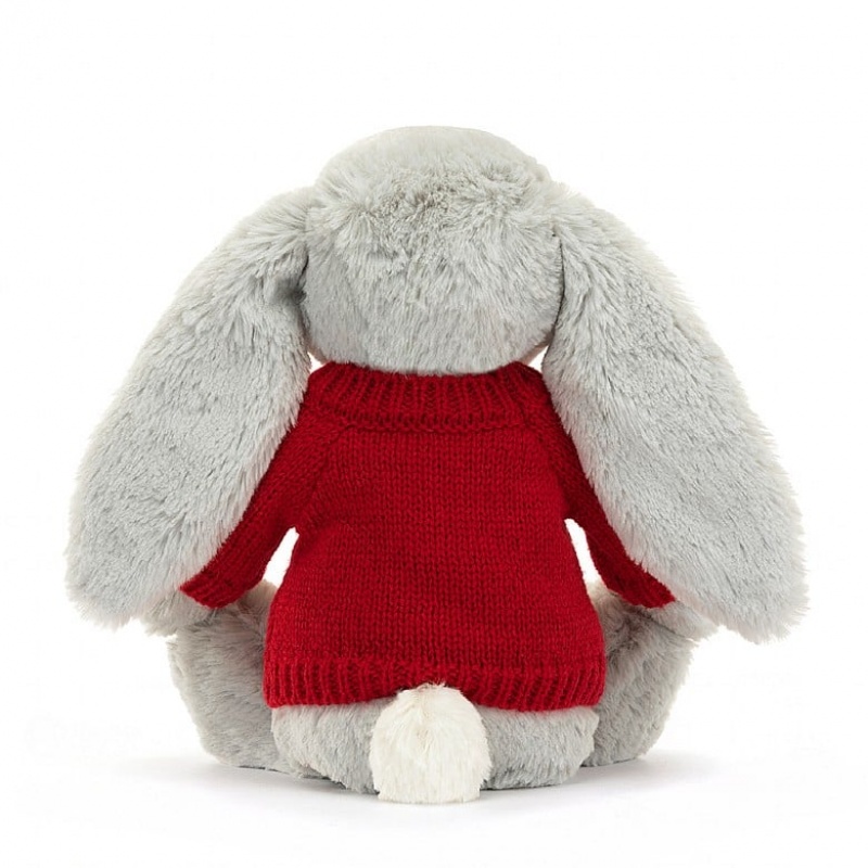 Medium Jelly Cats Bashful Shimmer Bunny with Personalised Red Jumper | CQY-189625