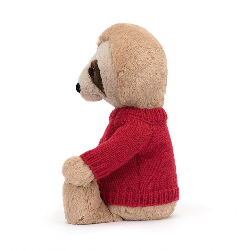 Medium Jelly Cats Bashful Sloth with Personalised Red Jumper | BJO-154630