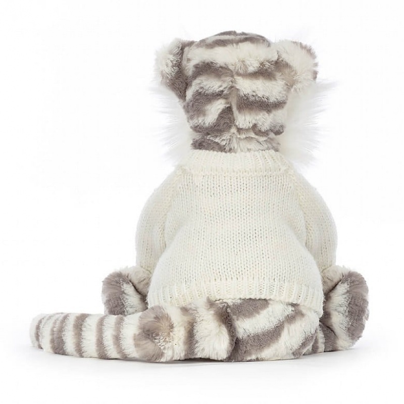 Medium Jelly Cats Bashful Snow Tiger with Personalised Cream Jumper | OGW-473208