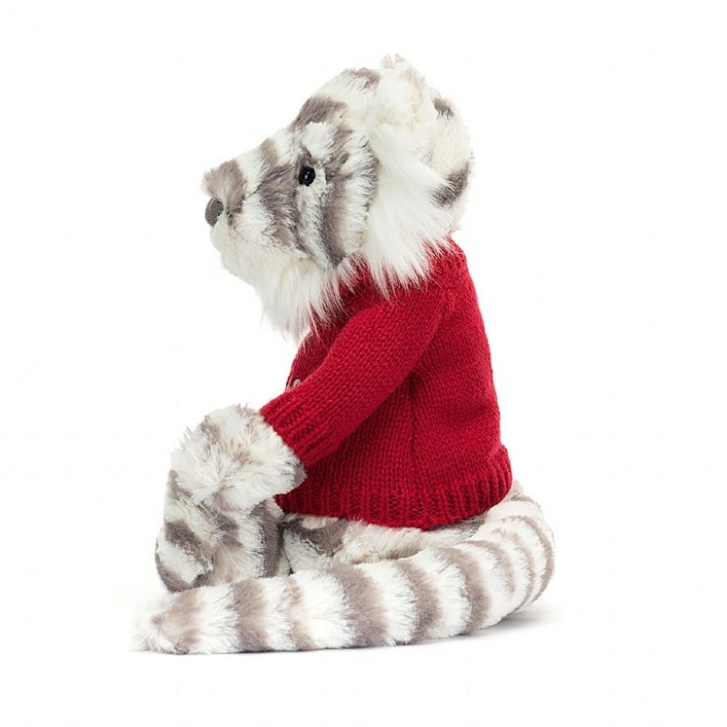 Medium Jelly Cats Bashful Snow Tiger with Personalised Red Jumper | YAJ-348695