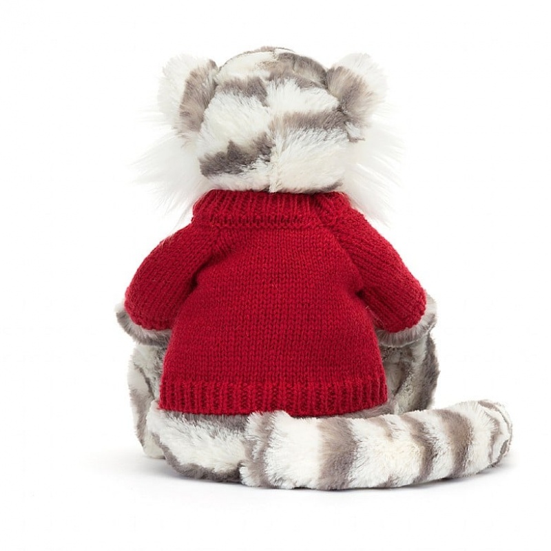 Medium Jelly Cats Bashful Snow Tiger with Personalised Red Jumper | YAJ-348695