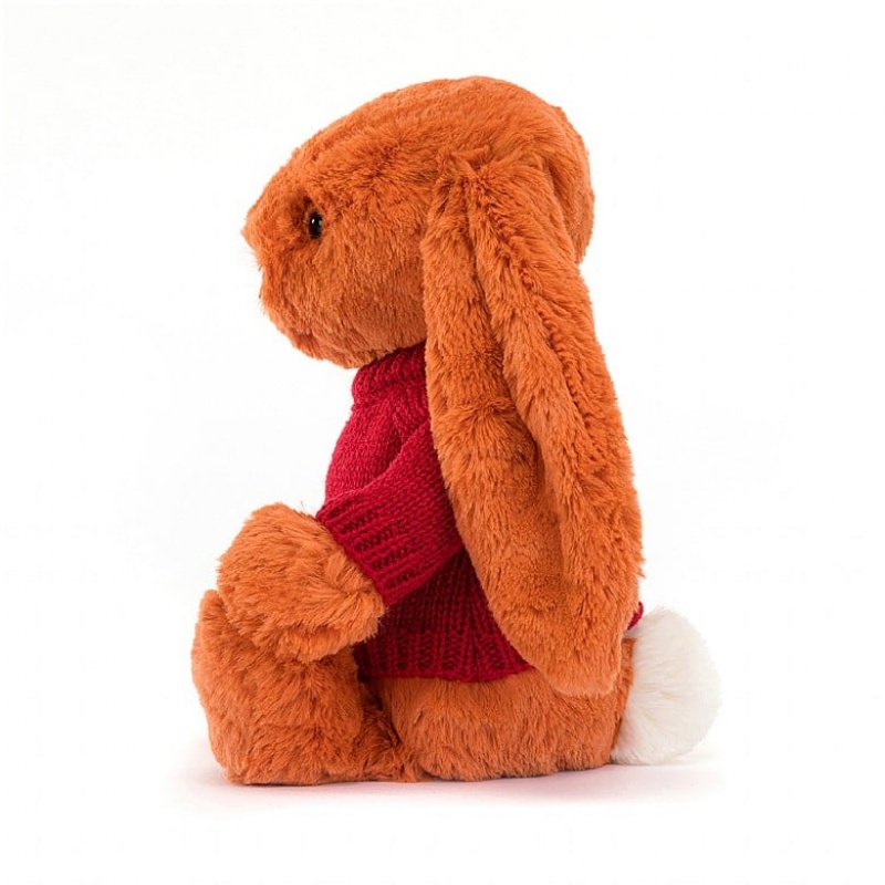 Medium Jelly Cats Bashful Tangerine Bunny with Personalised Red Jumper | LYC-735682