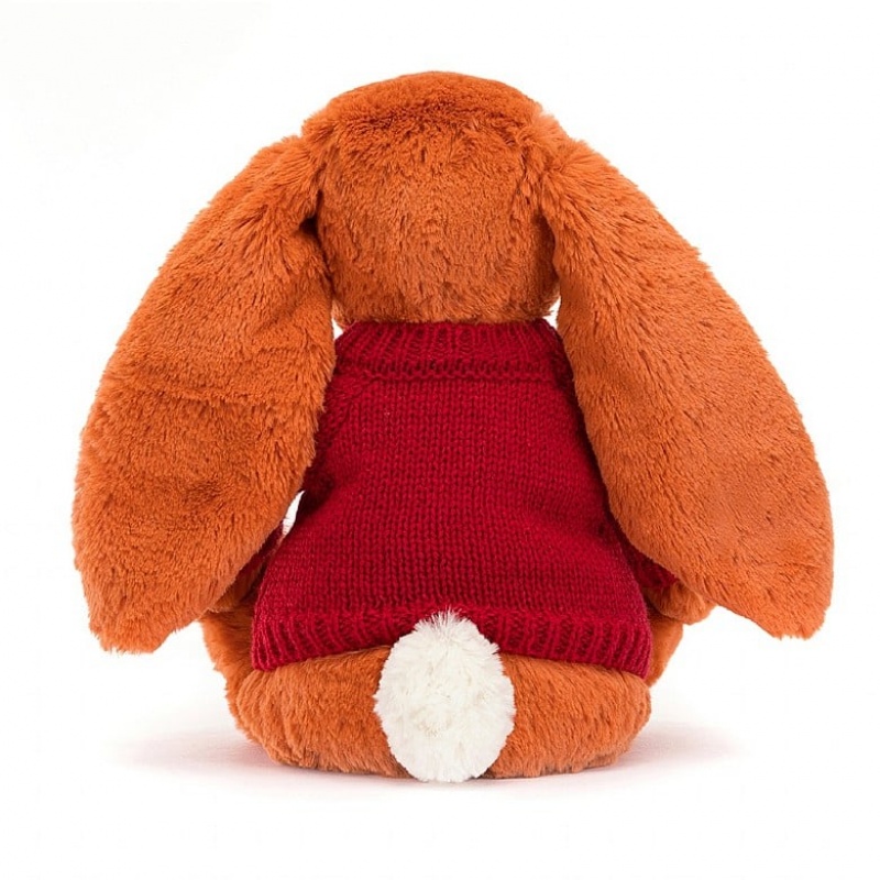 Medium Jelly Cats Bashful Tangerine Bunny with Personalised Red Jumper | LYC-735682