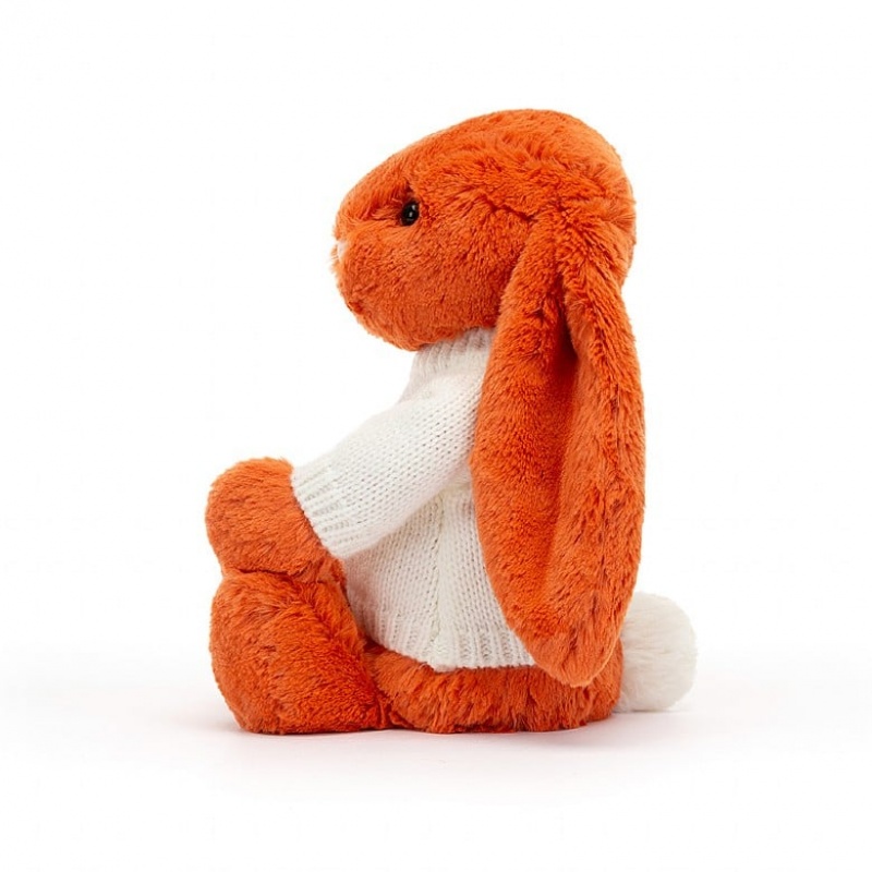 Medium Jelly Cats Bashful Tangerine Bunny with Personalised Cream Jumper | XHA-130592