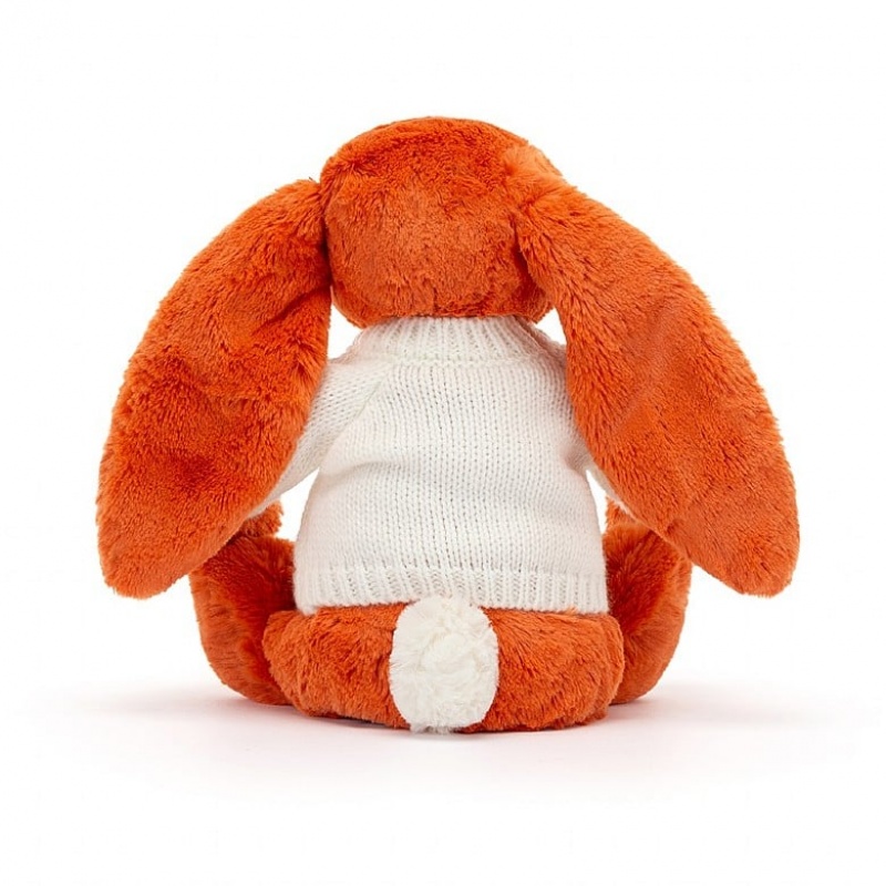 Medium Jelly Cats Bashful Tangerine Bunny with Personalised Cream Jumper | XHA-130592