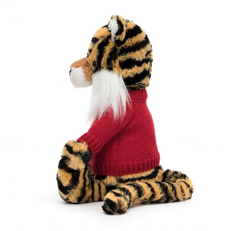 Medium Jelly Cats Bashful Tiger with Personalised Red Jumper | NRV-249507