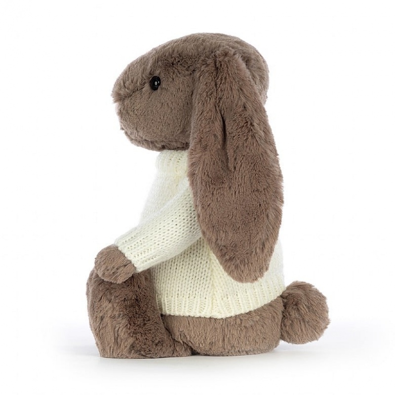 Medium Jelly Cats Bashful Truffle Bunny with Personalised Cream Jumper | QXY-017893