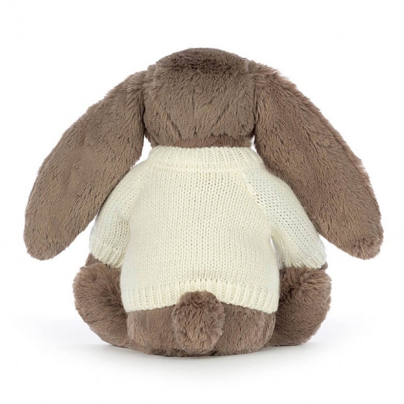 Medium Jelly Cats Bashful Truffle Bunny with Personalised Cream Jumper | QXY-017893