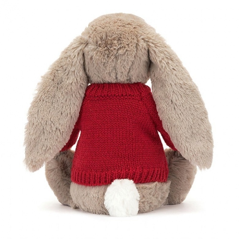 Medium Jelly Cats Blossom Bea Beige Bunny with Personalised Red Jumper | EUH-235490