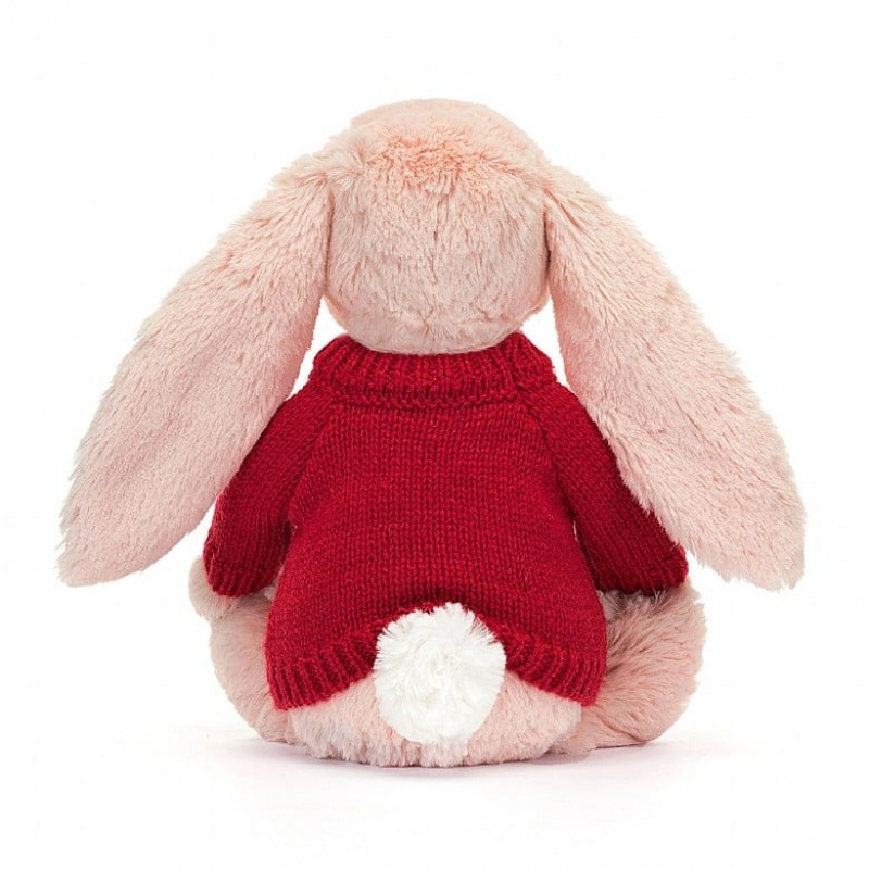 Medium Jelly Cats Blossom Blush Bunny with Personalised Red Jumper | TRP-194305