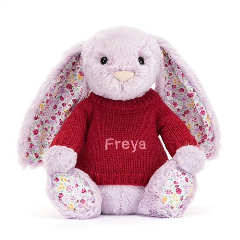 Medium Jelly Cats Blossom Jasmine Bunny with Personalised Red Jumper | EHR-968125