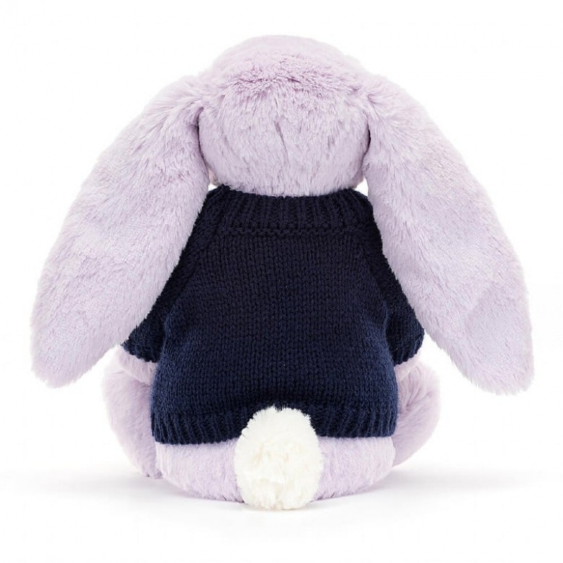 Medium Jelly Cats Blossom Jasmine Bunny with Personalised Navy Jumper | PIM-038594