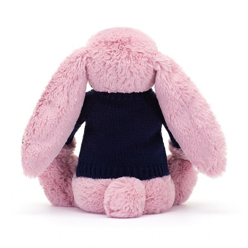 Medium Jelly Cats Blossom Tulip Bunny with Personalised Navy Jumper | FAU-413720