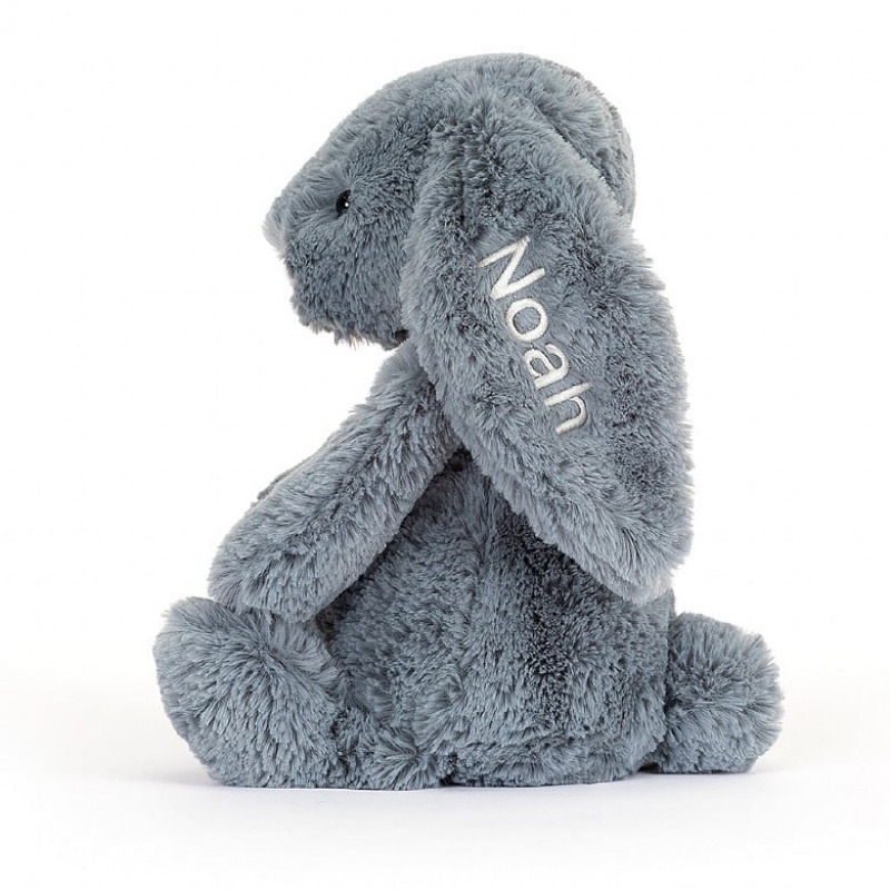 Medium Jelly Cats Personalised Bashful Dusky Blue Bunny | DBX-637148