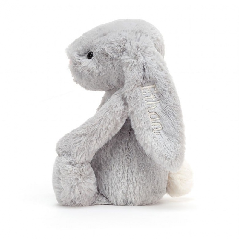 Medium Jelly Cats Personalised Bashful Silver Bunny | SQM-430195