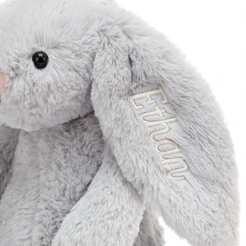 Medium Jelly Cats Personalised Bashful Silver Bunny | SQM-430195