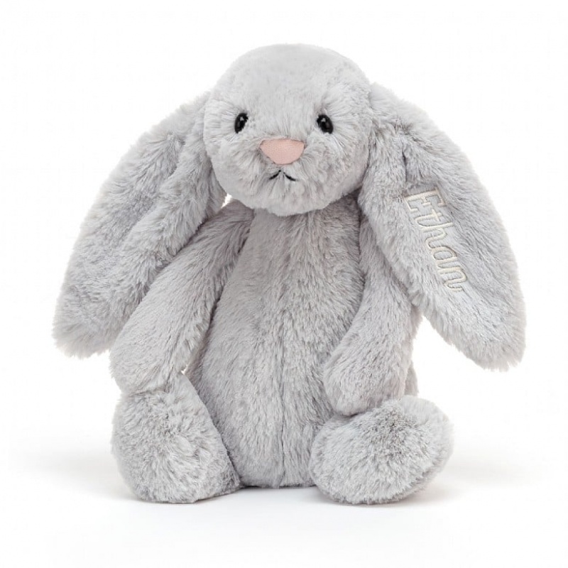 Medium Jelly Cats Personalised Bashful Silver Bunny | SQM-430195